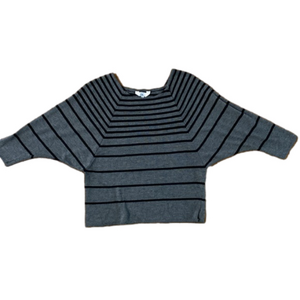 Kirra black grey stripped half sleeve cropped top size small